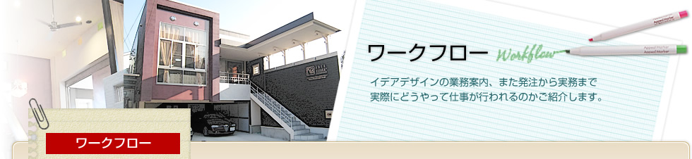 ワークフロー イデアデザインの業務案内、また発注から実務まで実際にどうやって仕事が行われるのかご紹介します。
